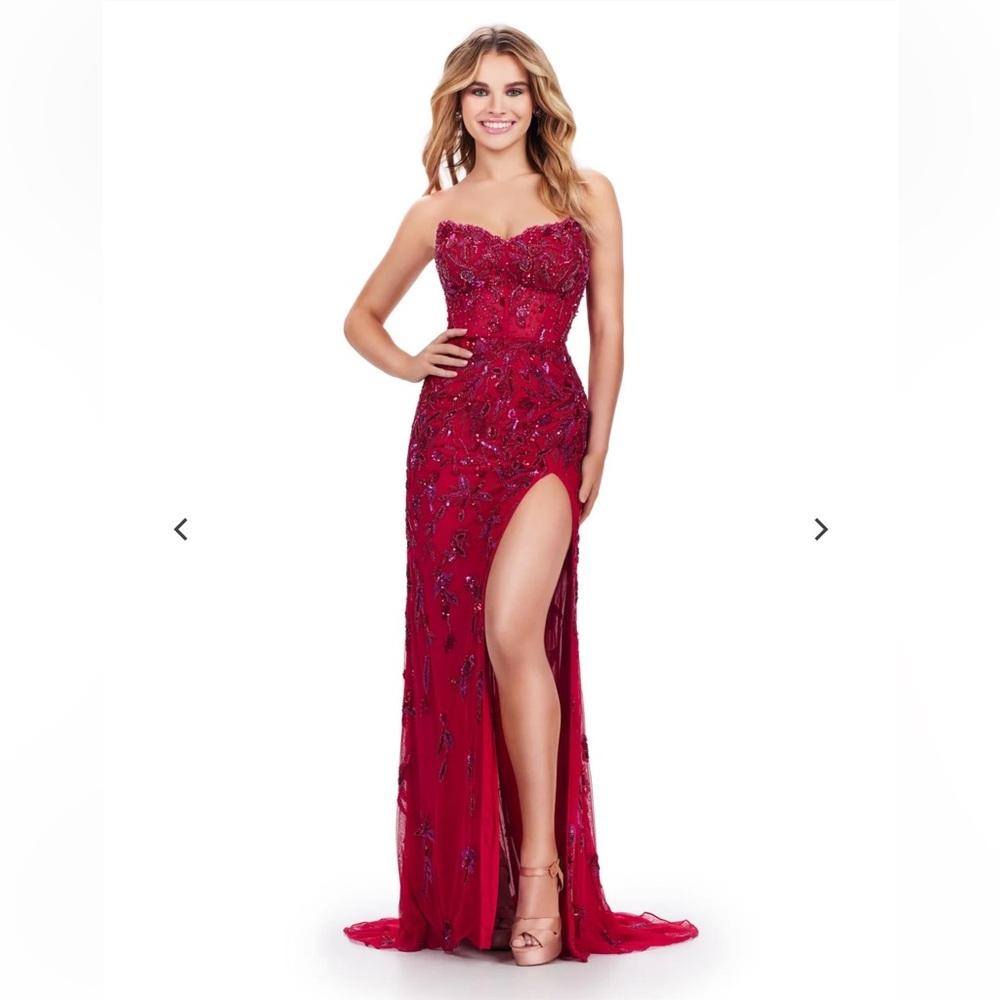 Ashley Lauren 11614 Elegant Red Strapless Gown